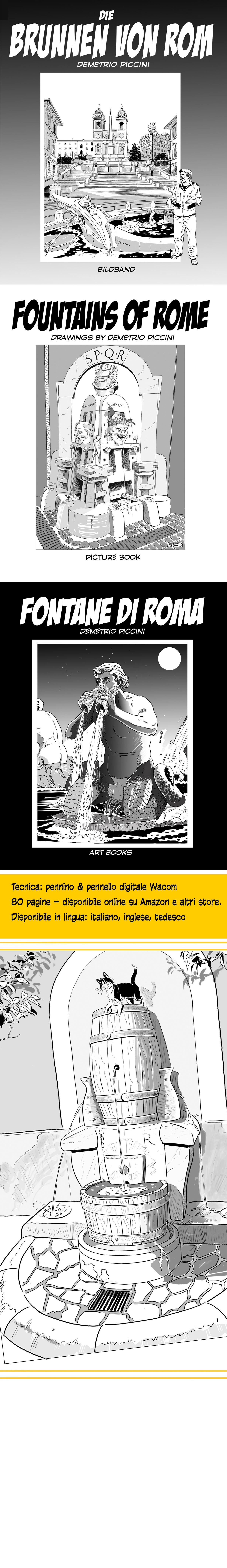 Fontane di Roma, libro d'arte illustrato di Demetrio Piccini